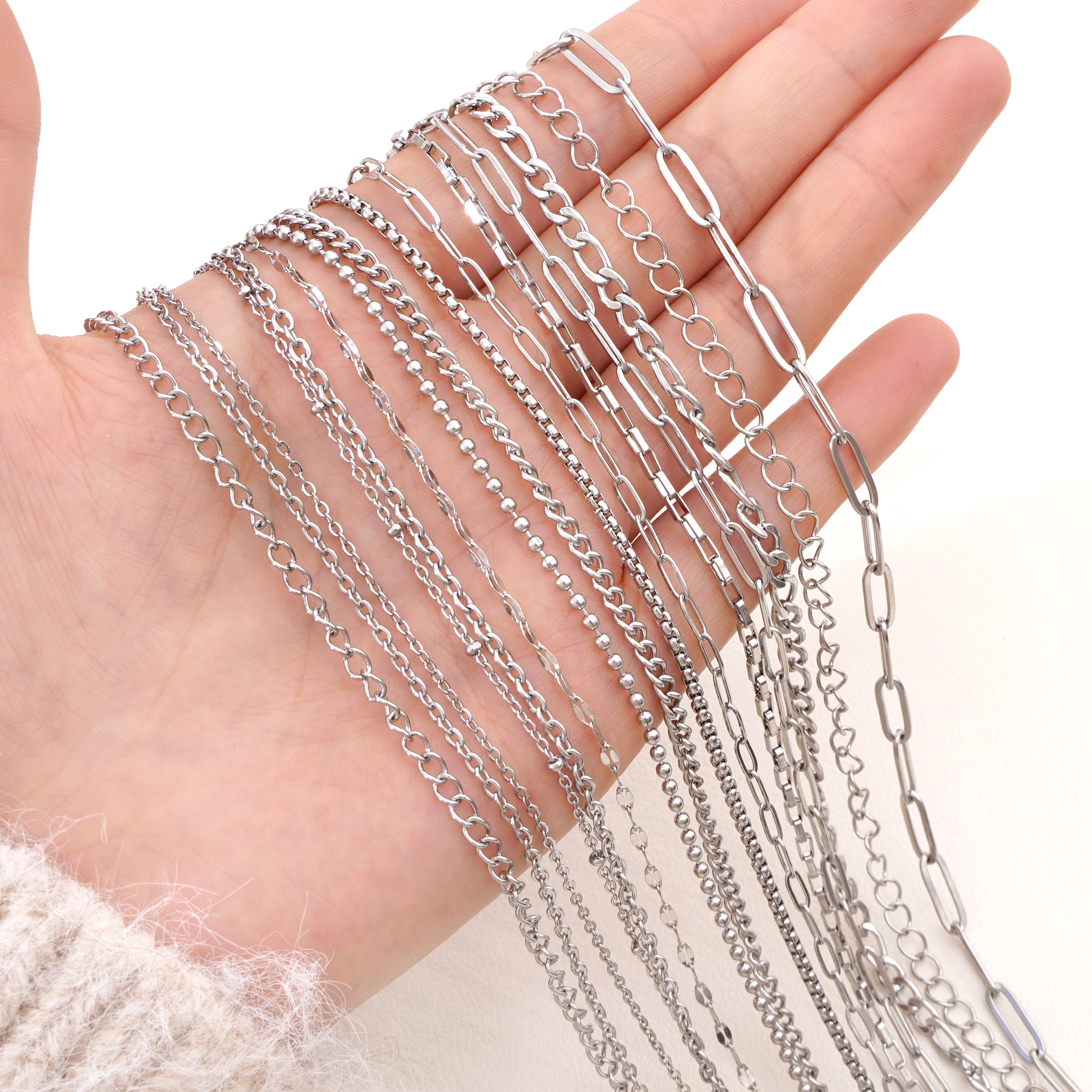 Women Accessories Pack - 1m/lot Chains Stainless Steel Cross O