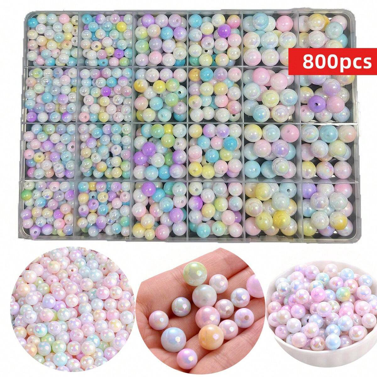 Women Accessories Box - 800pcs/24 grid set box 6mm/8mm/10mm cute