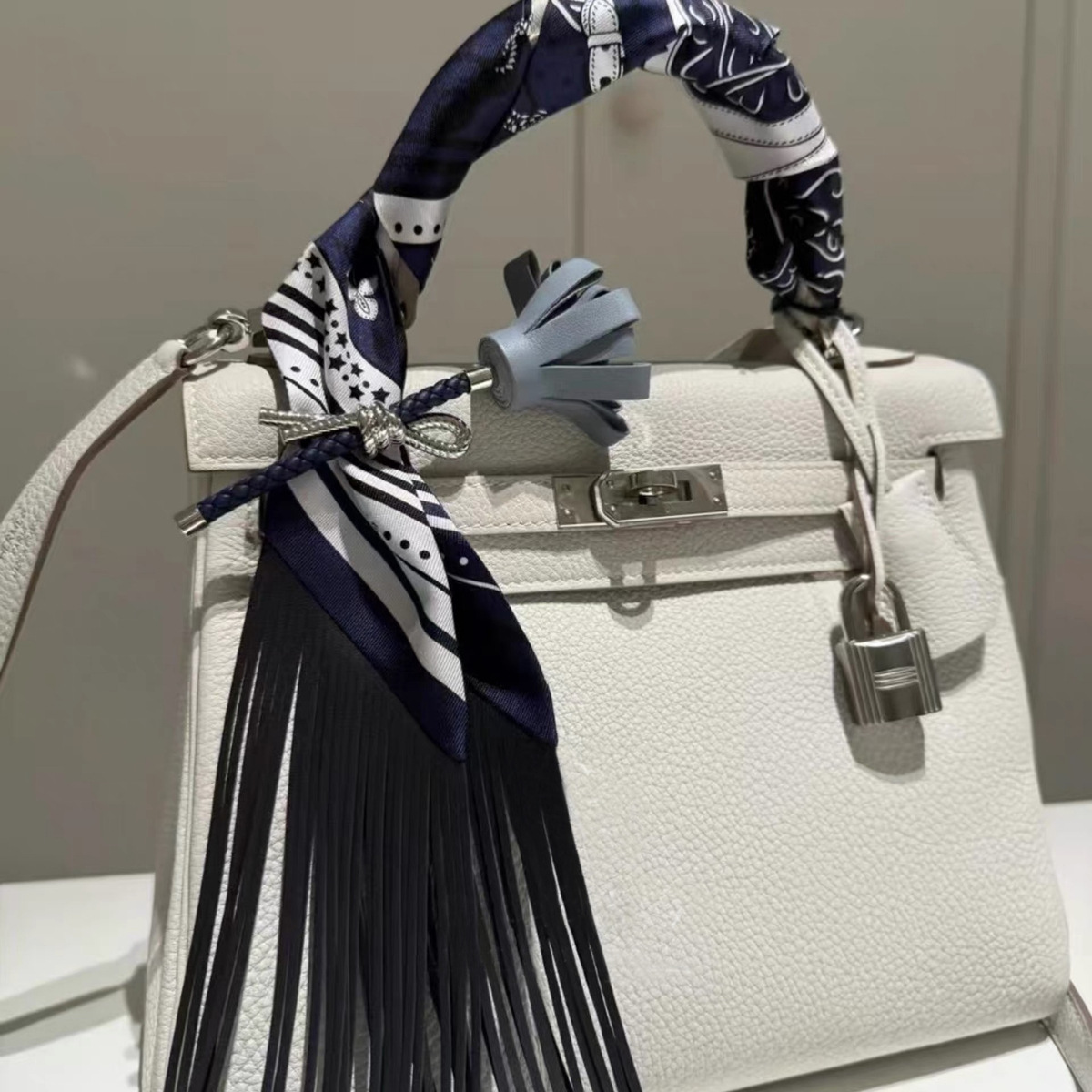Women Accessories Business - Faux Leather Fringe Tassel Scarf -