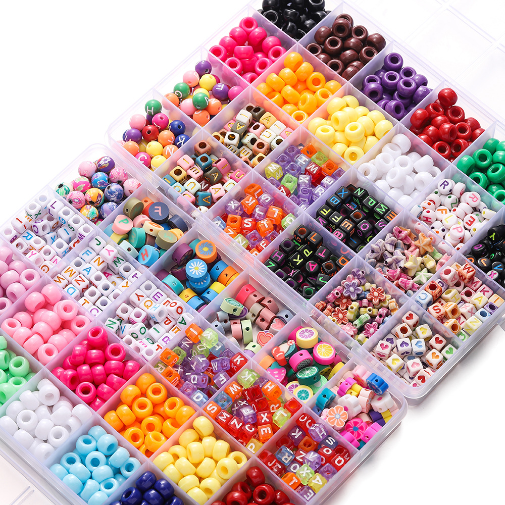 Women Accessories Box - 1 Box Colorful Acrylic Pony Bead