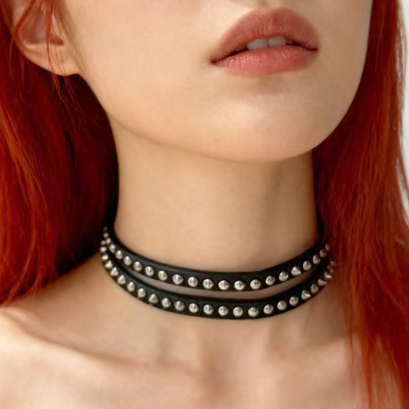 Punk Jewelry Rivet Choker Leat - Women'S Accessories In The 90S avis et prix