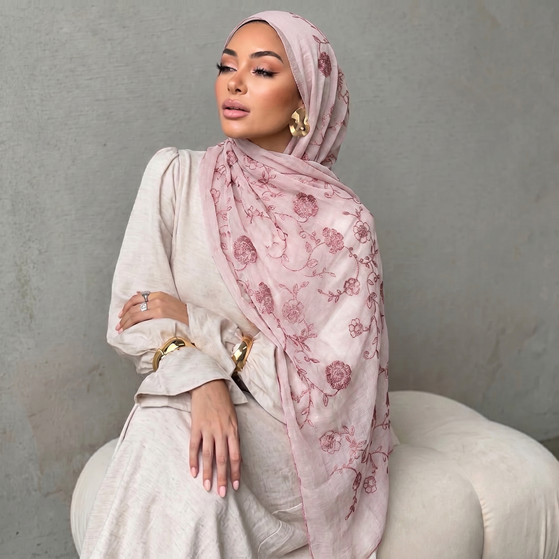 Floral Embroidery Muslim Hijab - Women'S Accessories avis et prix