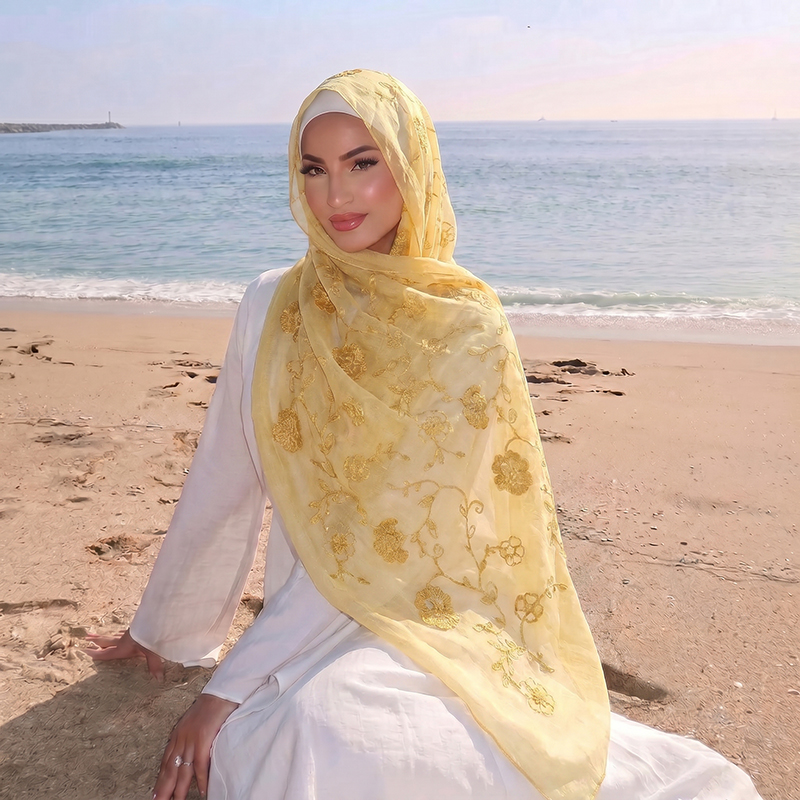 Floral Embroidery Muslim Hijab - Women'S Accessories avis et prix