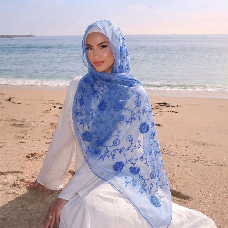 Floral Embroidery Muslim Hijab - Women'S Accessories avis et prix