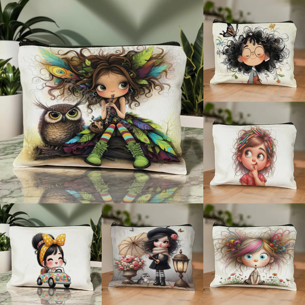Cartoon Girl Makeup Bag Zipper - Women Accessories Box avis et prix