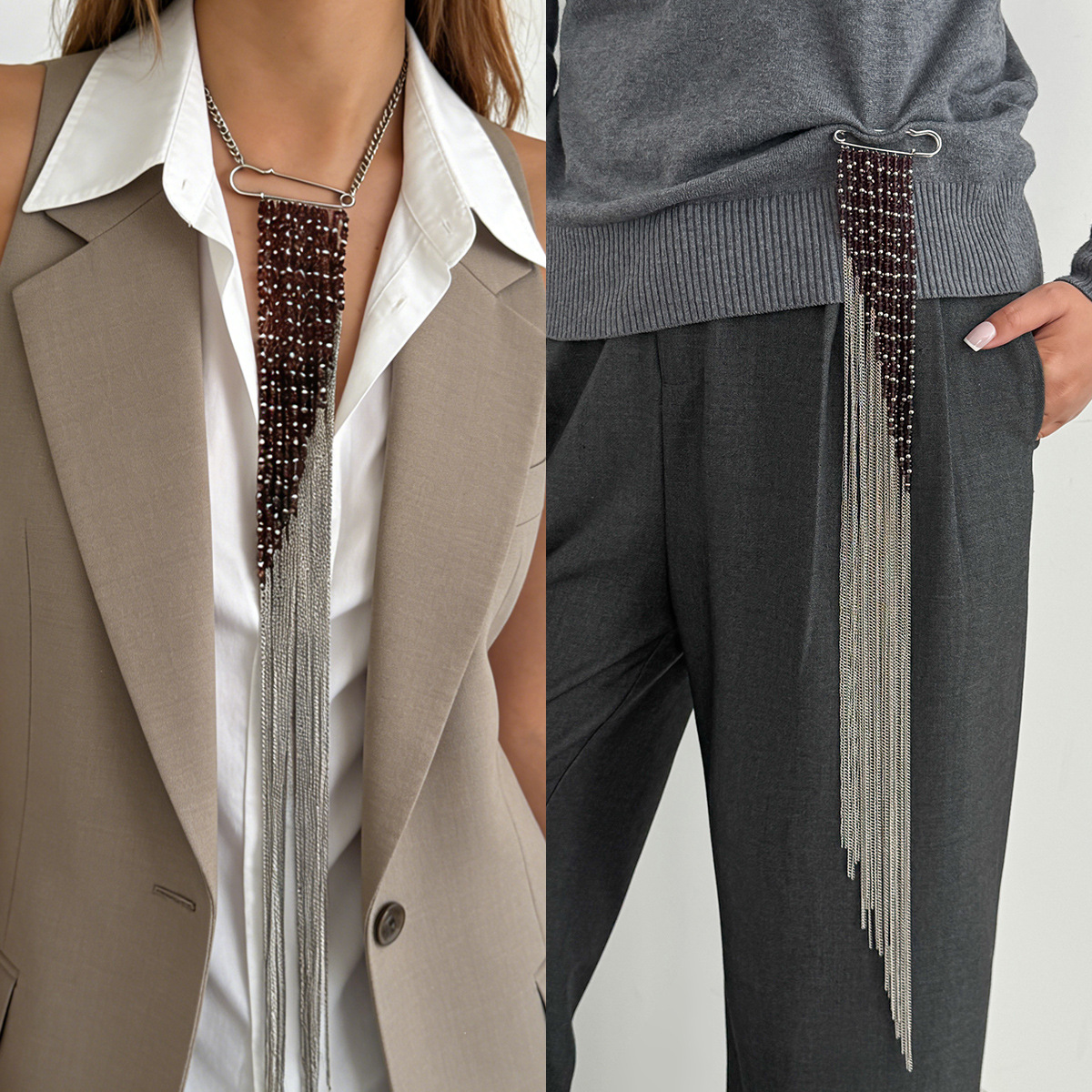 Silver Color Tassel Chain Broo - Women'S Accessories avis et prix