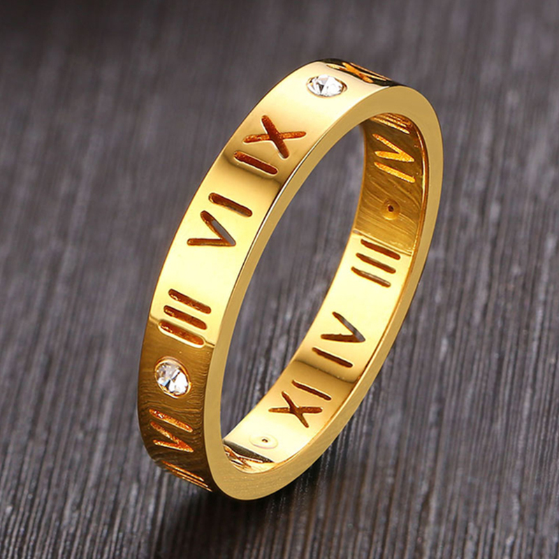 Hollow Roman Numeral Ring Stai - Wrap Ring Gold avis et prix